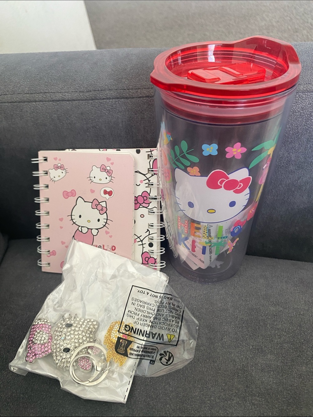 Hello Kitty bundle of 5 dairy  and Pink Keychain cup bracelet necklace